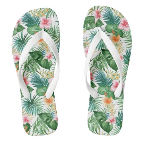 Tropical Print Flip Flops