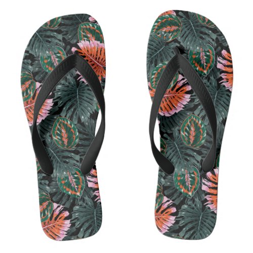 Tropical Print Flip Flops