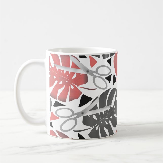Tropical print monstera leaves scissors jungle exo coffee mug (Left)