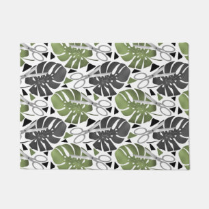 Tropical print monstera leaves scissors jungle exo doormat