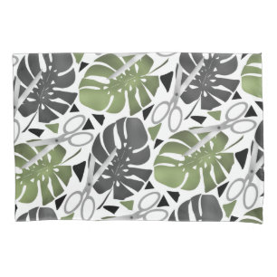 Tropical print monstera leaves scissors jungle exo pillow case