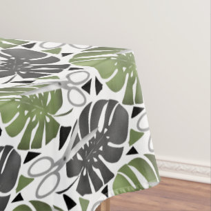 Tropical print monstera leaves scissors jungle exo tablecloth