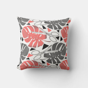 Tropical print monstera leaves scissors jungle exo throw pillow