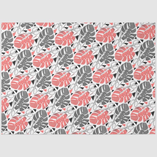 Tropical print monstera leaves scissors jungle exo tissue paper (Front)