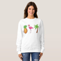 Tropical Print Palm Tree Pineapple Pink Flamingo