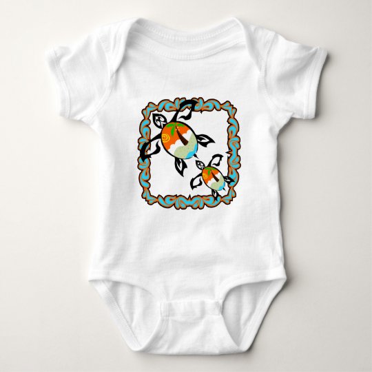 Tropical-print-turtle Baby Bodysuit