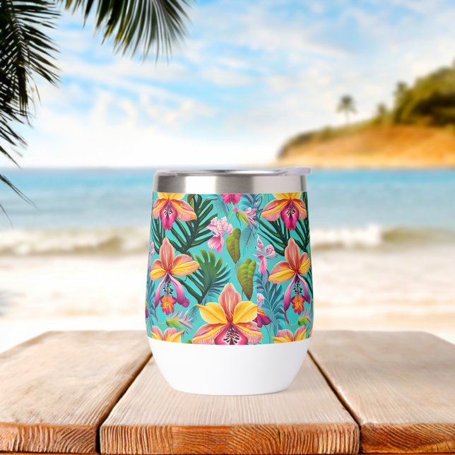 Tropical Print Wine Tumbler (Beach)