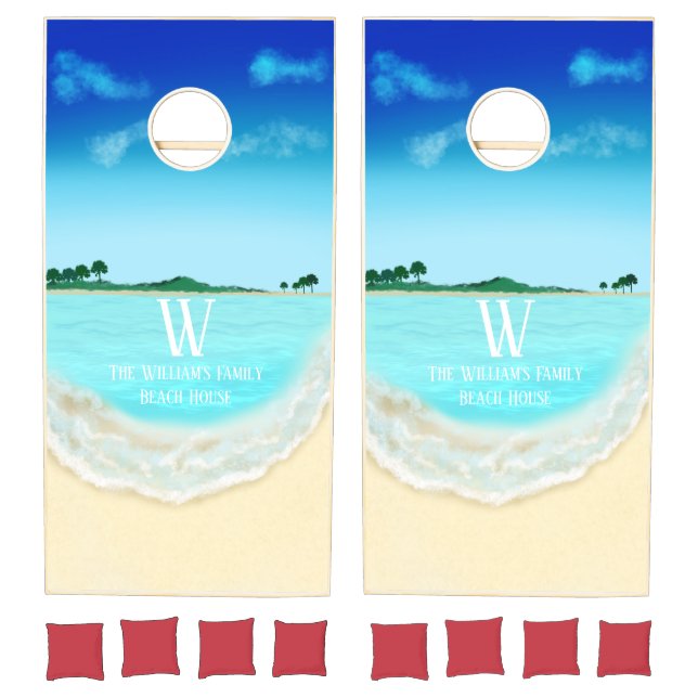 Tropical Private Beach Personalized  Cornhole Set (Set)