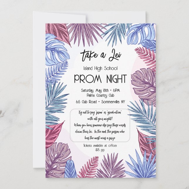 Tropical Prom Invitation (Front)