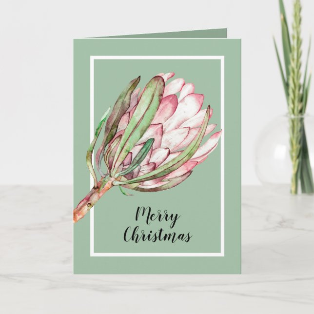 Tropical Protea Christmas Holiday Card (Front)