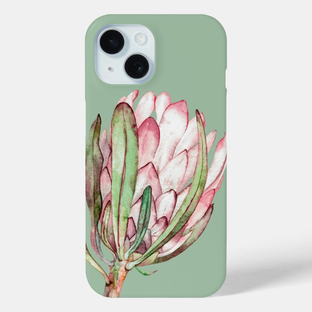 Tropical Protea Floral on Mint Case-Mate iPhone Case (Back)