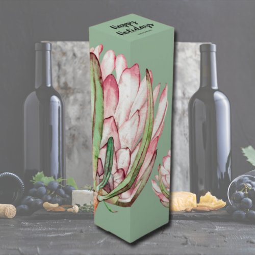 Tropical Protea Holiday Christmas Gift Wine Box