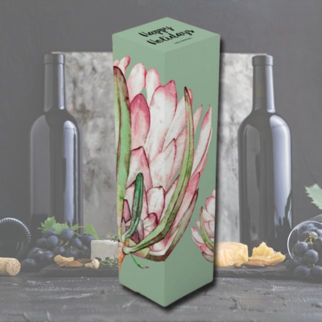 Tropical Protea Holiday Christmas Gift Wine Box (Creator Uploaded)