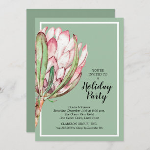 Tropical Protea Holiday Christmas Party Invitation