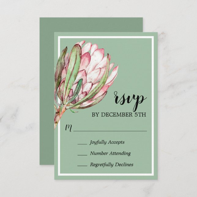 Tropical Protea Holiday Christmas Party RSVP Card (Front/Back)