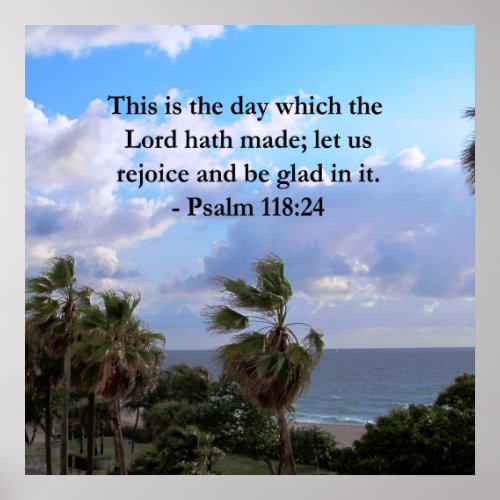 TROPICAL PSALM 11824 OCEAN AND PALM TREES POSTER