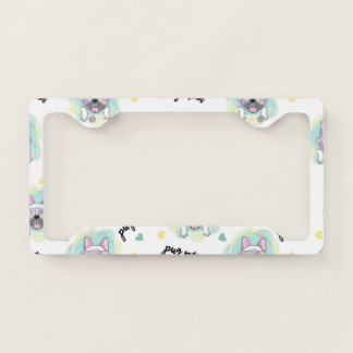 Tropical Pug Pattern License Plate Frame