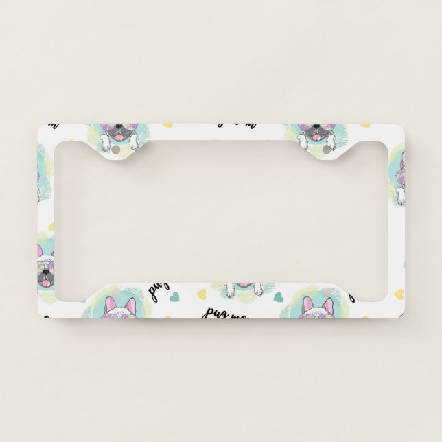 Tropical Pug Pattern  License Plate Frame (Front)