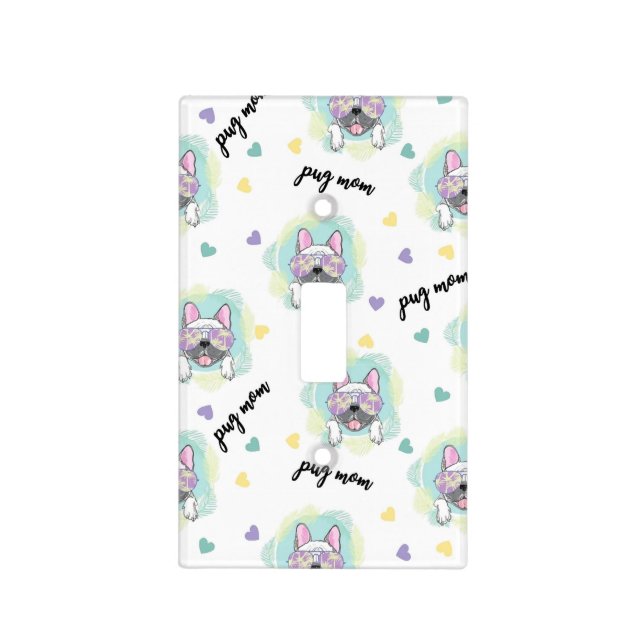 Tropical Pug Pattern  Light Switch Cover (Front)