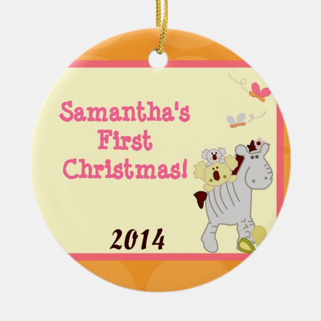 Tropical Punch Safari Personalized Name Ornament (Front)