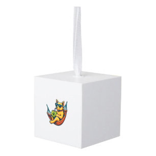 Tropical Pup Vibes Cube Ornament