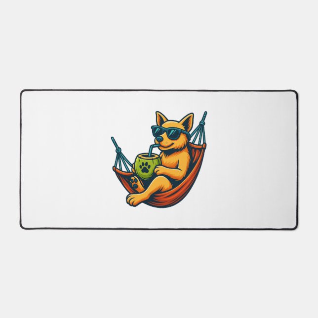 Tropical Pup Vibes Desk Mat (Front)