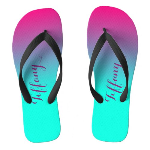 Tropical Purple and Blue Flip Flops