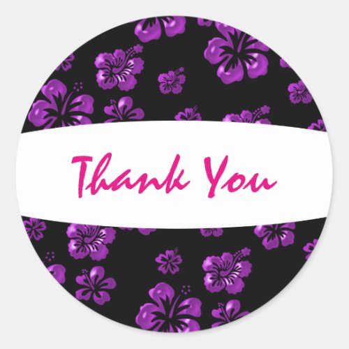 Tropical Purple Black Hibiscus Floral Sticker