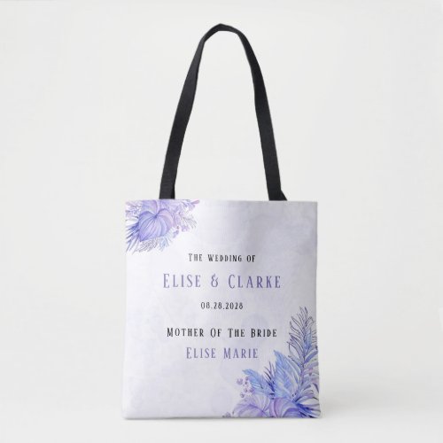 Tropical Purple Blue Palm Leaves Mother Of Bride Tote Bag