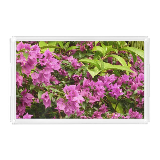 Tropical Purple Bougainvillea Floral Acrylic Tray (Front)
