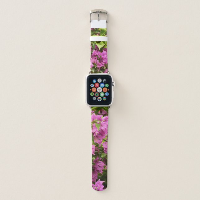 Tropical Purple Bougainvillea Floral Apple Watch Band (Front)
