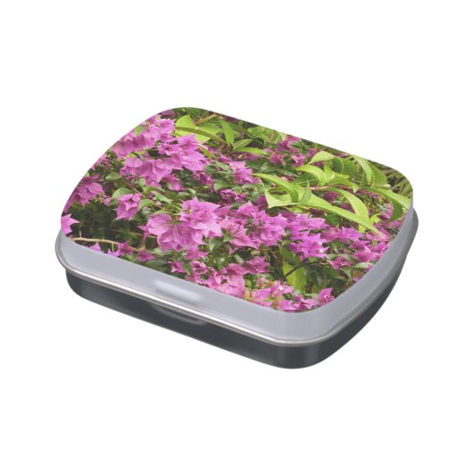 Tropical Purple Bougainvillea Floral Candy Tin (Side)