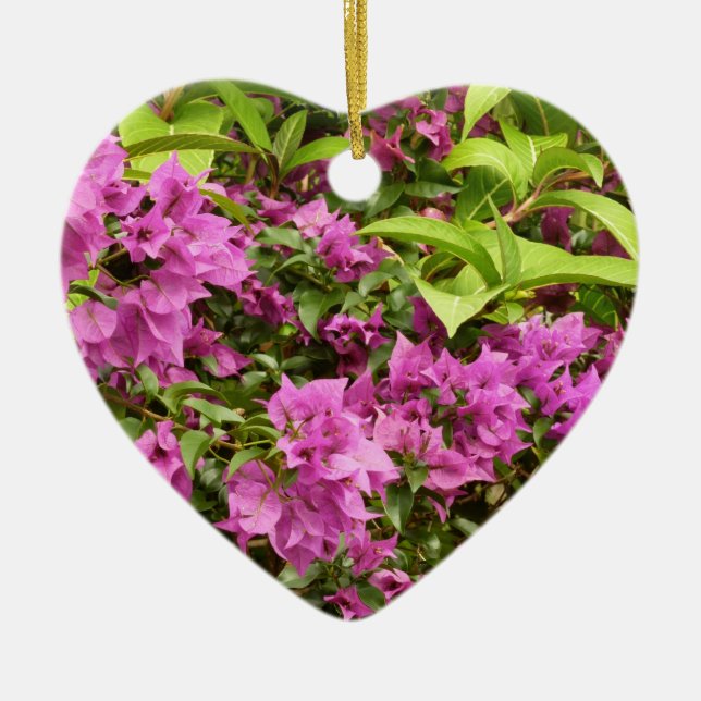 Tropical Purple Bougainvillea Floral Ceramic Ornament (Front)