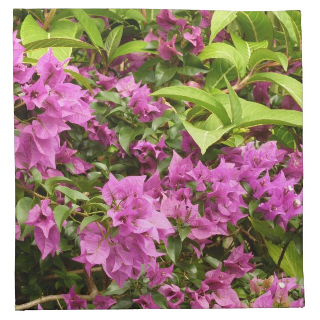 Tropical Purple Bougainvillea Floral Cloth Napkin (Front)