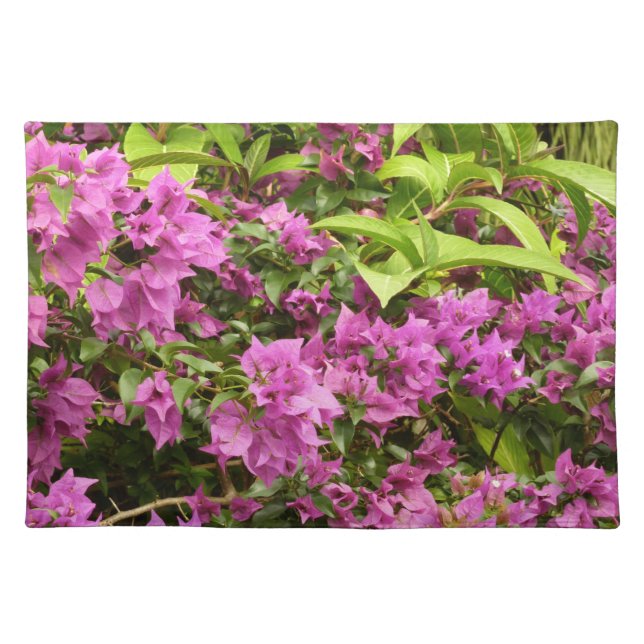 Tropical Purple Bougainvillea Floral Cloth Placemat (Front)