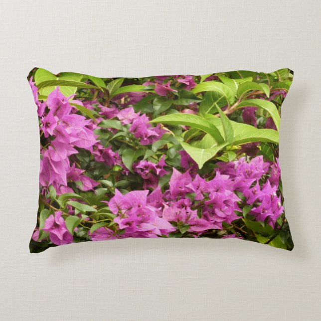 Tropical Purple Bougainvillea Floral Decorative Pillow (Front)