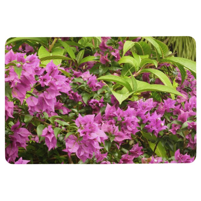 Tropical Purple Bougainvillea Floral Floor Mat (Front)