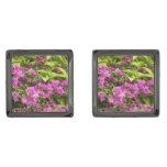 Tropical Purple Bougainvillea Floral Gunmetal Finish Cufflinks