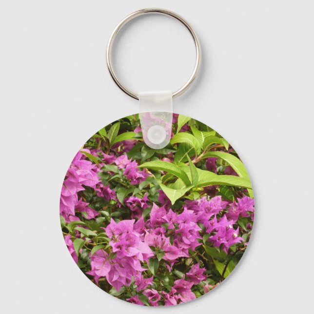 Tropical Purple Bougainvillea Floral Keychain (Front)
