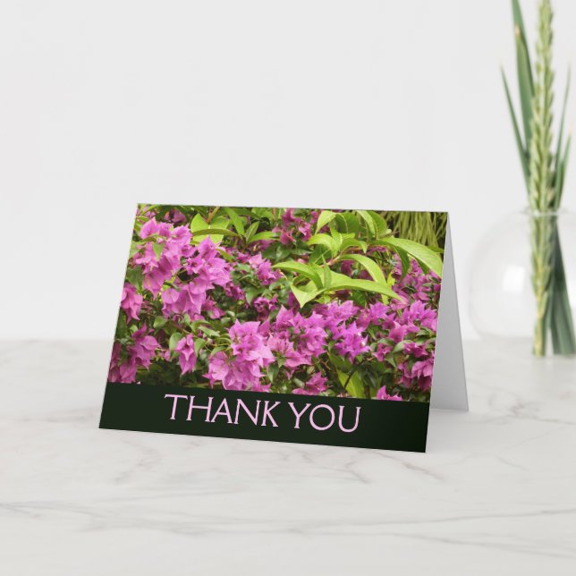 Tropical Purple Bougainvillea Floral Letterpress Thank You Card (Front)