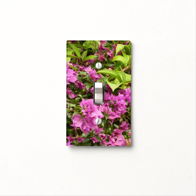 Tropical Purple Bougainvillea Floral Light Switch Cover (In Situ)