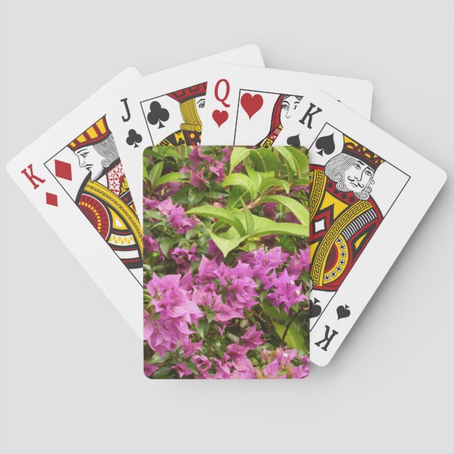 Tropical Purple Bougainvillea Floral Poker Cards (Back)