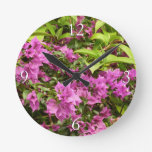 Tropical Purple Bougainvillea Floral Round Clock