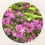 Tropical Purple Bougainvillea Floral Round Paper Coaster