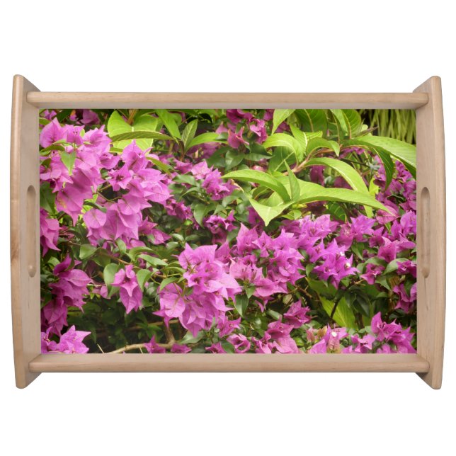Tropical Purple Bougainvillea Floral Serving Tray (Front)
