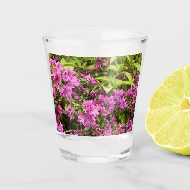 Tropical Purple Bougainvillea Floral Shot Glass (Front)