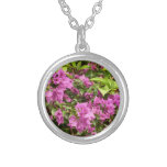 Tropical Purple Bougainvillea Floral Silver Plated Necklace