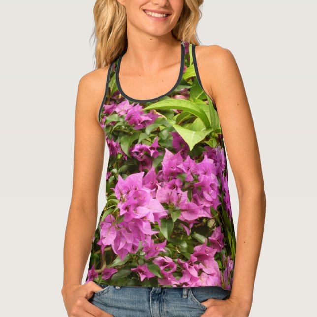 Tropical Purple Bougainvillea Floral Tank Top (Front)