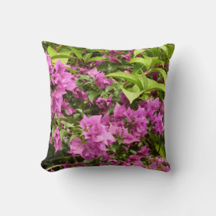 Tropical Purple Bougainvillea Floral Throw Pillow