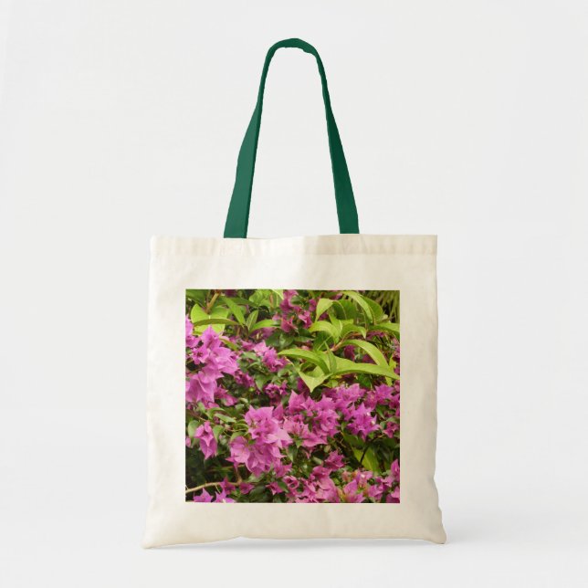 Tropical Purple Bougainvillea Floral Tote Bag (Front)